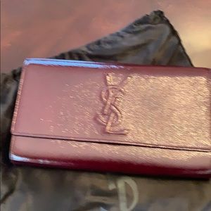Yves Saint Laurent clutch bag maroon lkn